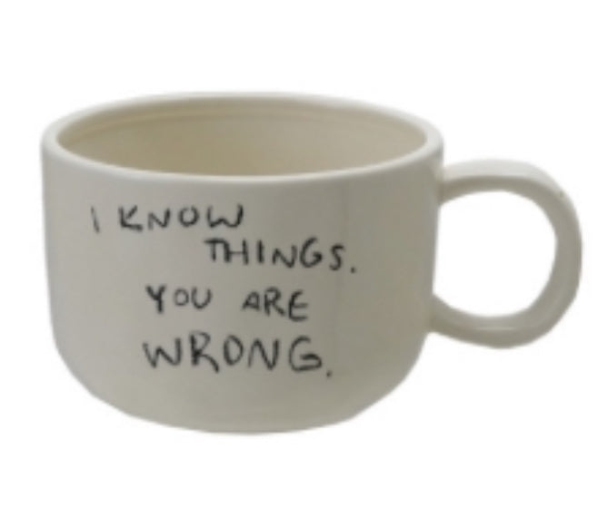 Stoneware mugs with saying