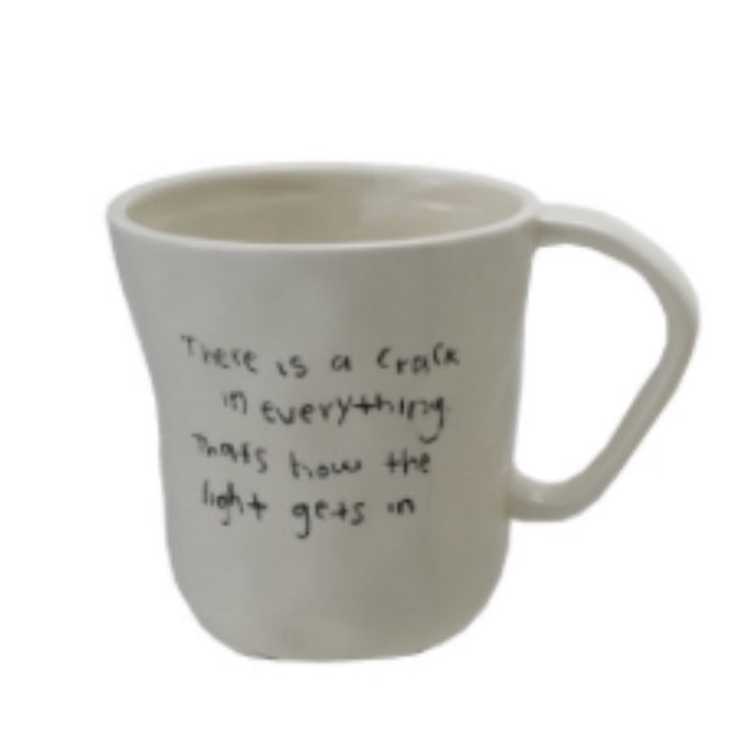 Stoneware mugs with saying