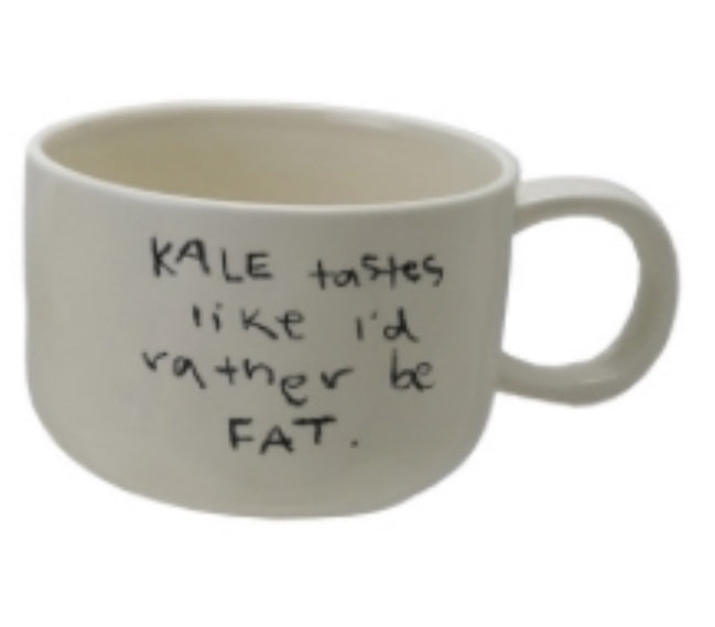 Stoneware mugs with saying