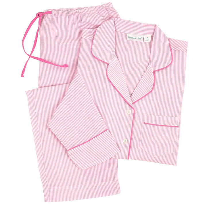 Pink Seersucker Long Sleeve Pajamas