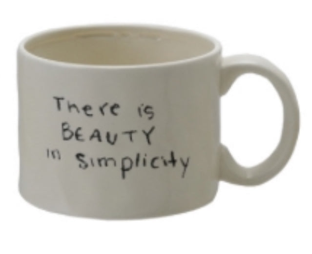 Stoneware mugs with saying