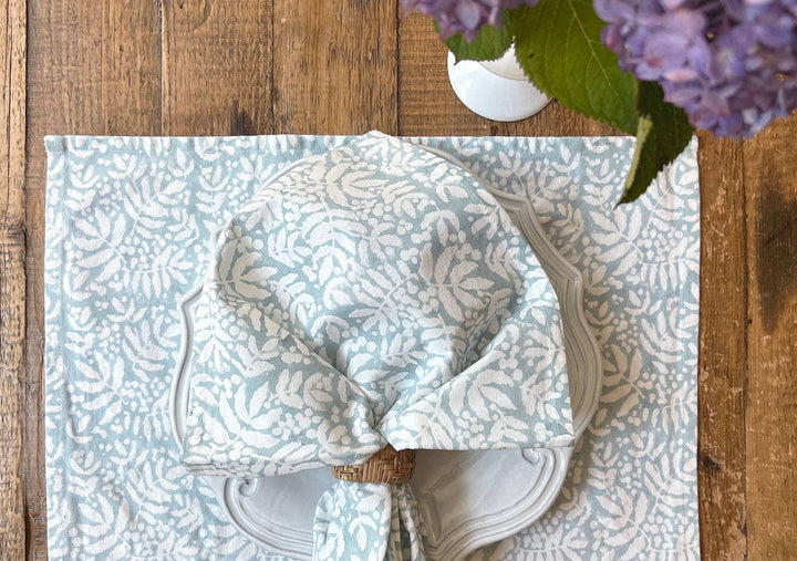 Gathered Garden Placemats in Dream Blue