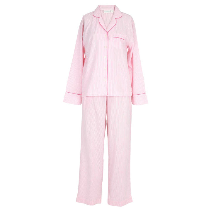 Pink Seersucker Long Sleeve Pajamas